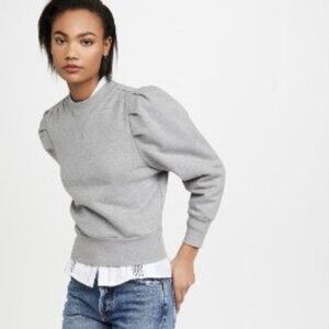 NWT Frame Shirred Shoulder Gray Sweatshirt In Gris Heather SZ M